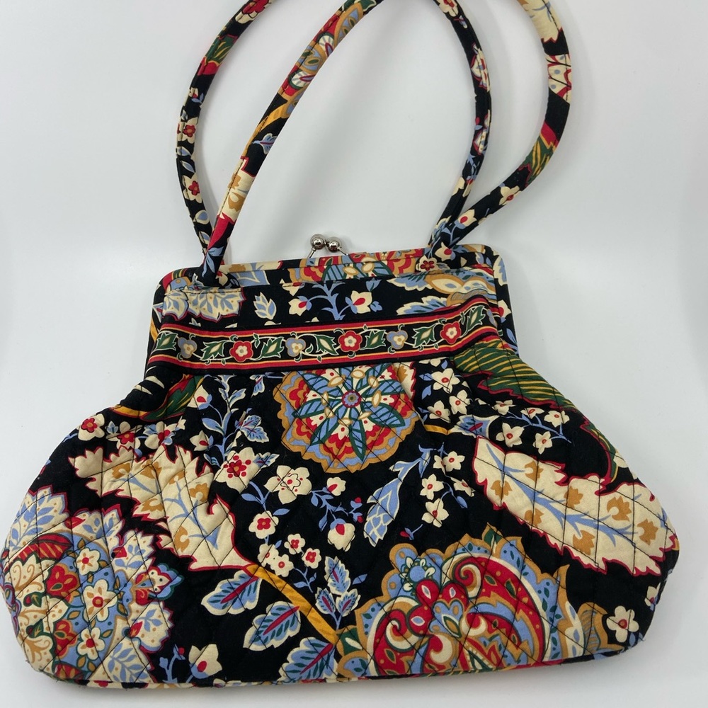 Vera Bradley Alice Black and Red Versailles Print kisslock Shoulder Bag